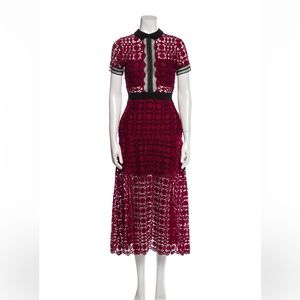 Self-Portrait Lace Burgundy Dress, Size 4